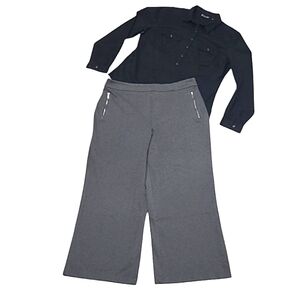 NY & Co. Wide Leg Dress Pants High Waist Rise Dressy Casual Pull On Trousers XL